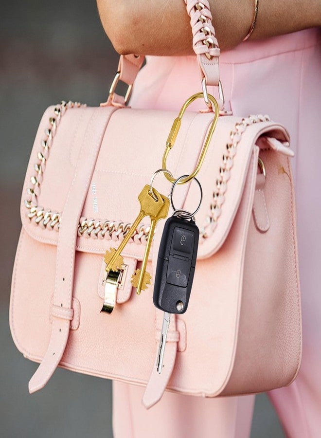 TKYZMS 4-Piece Brass Screw Lock Keychain Set,Gold Carabiner Key Rings,Universal Key Fob Holder for Men & Women - Perfect for Hanging Crafts and Various Keys - Image 2